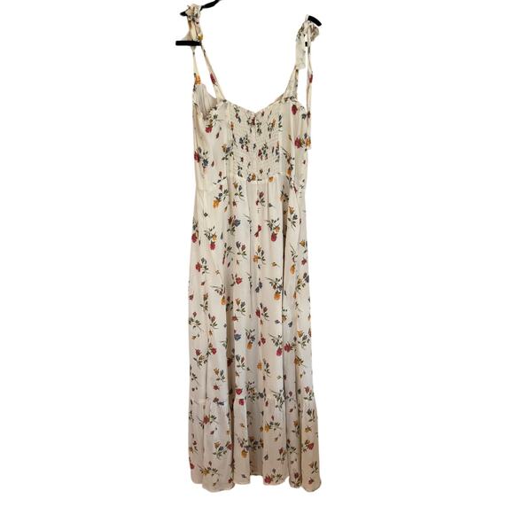 Reformation Nikita Rose Floral Georgette Midi Dress White Sz 10 - Picture 7 of 7